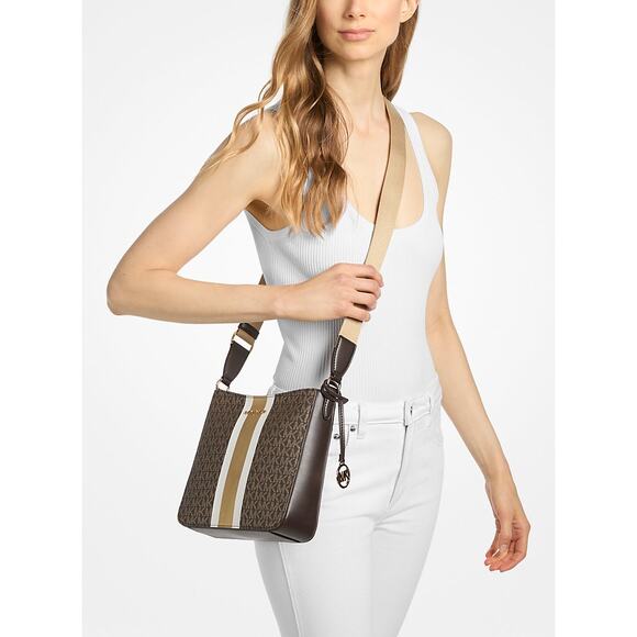 Michael Kors Jet Set Small North South Stripe Signature Logo Crossbody Bag - Picture 10 of 10